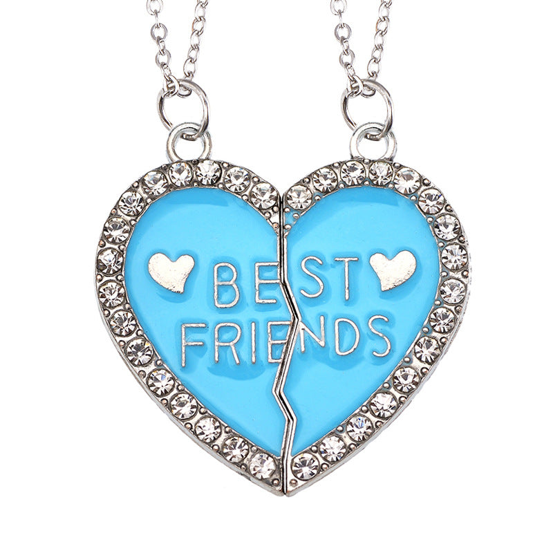 Cross-Border Hot Selling BFF Good Friend Necklace Magnet Suction Love Necklace Butterfly Rainbow Stitching 1 Set Besties Necklace