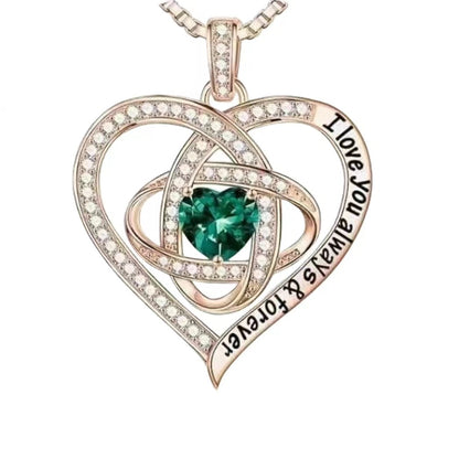 Cross-Border Love Clover Pendant Full Diamond Lettering HOTan and NEWn Style Heart-Shaped Twelve Birthstone Necklace Factory Direct Sales