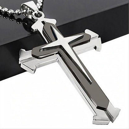 VAKKV Dark Knight Same Style Men's Diamond Cross Pendant Silver Gold Black Domineering Pendant Necklace Wholesale