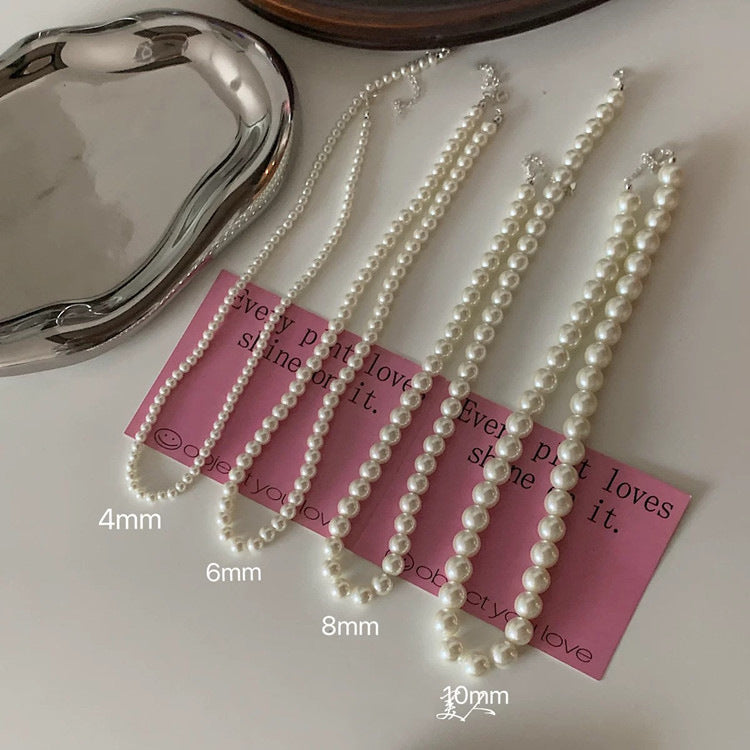 vakkv  Fever Same Style Shijia Pearl Necklace Female Necklace Accessories Korean Style Twin Clavicle Chain Jewelry  Hot Sale