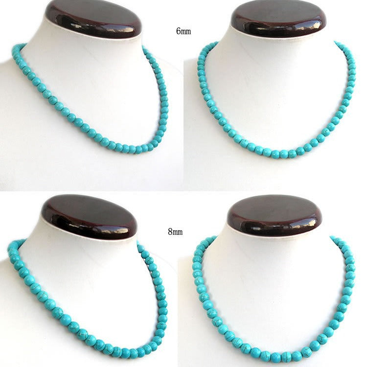 vakkv Turquoise Necklace Female Clavicle Chain Shape Beaded High Sense HOTan and NEWn Special-Interest Design Cross-Border Wholesale Couple Chain