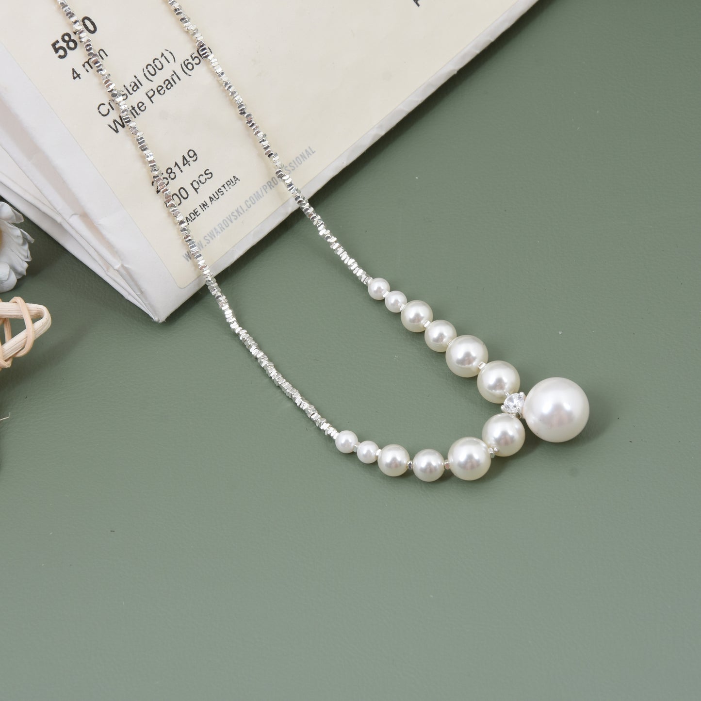 vakkv  Small Pieces of Silver Necklace S925 Silver Special-Interest Design Shijia Pearl Same Style Clavicle Chain Small Sweet Potato Light Luxury  New