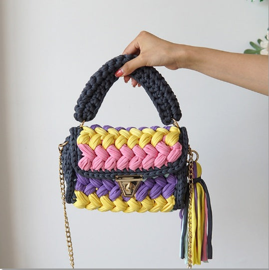 Xuan Ya Hand-Woven Women's Handbag Color Bag Women's Crossbody Chain Bag Cross-Border Handbag