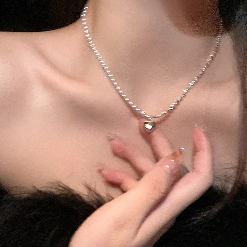 Irregular Small Pieces of Silver Pearl Pendant Necklace Women's Advanced Design Clavicle Chain Simple and Light Luxury Temperament Necklace