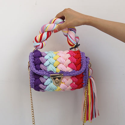 Xuan Ya Hand-Woven Women's Handbag Color Bag Women's Crossbody Chain Bag Cross-Border Handbag