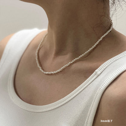 Ni Ni Same Style Pearl Necklace for Women Light Luxury Temperament High-Grade Clavicle Chain  New Popular Niche Necklace