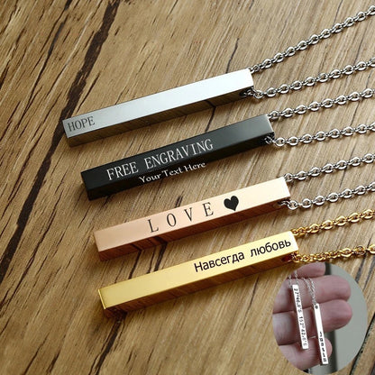 HOTan and NEWn Simple Cross-Border Supply Lettering Long Titanium Steel Necklace Trendy Women's Rectangular Geometric Stainless Steel Pendant Men