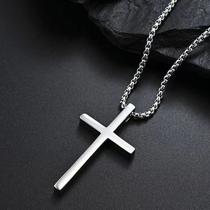 vakkv  Cross-Border HOTan and NEWn New Titanium Steel Cross Necklace Men's Fashionable All-Matching Stainless Steel Cross Pendant Sweater Chain Accessories