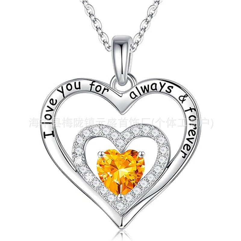 HOT and NEW Cross Border S925 Pure Heart of Eternity Pendant Heart Necklace for Women Birthday Anniversary Valentine's Day Gift