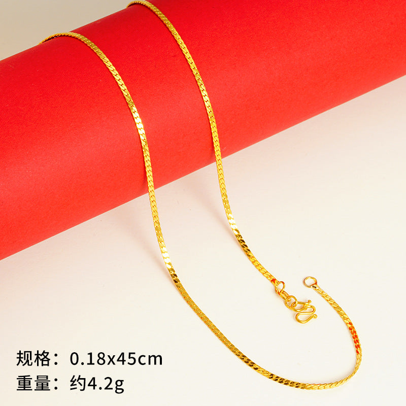 vakkv  Alluvial Gold Necklace Ornament Women's No Color Fading High-Grade Niche Clavicle Chain Yiwu Copper Accessories Imitation Gold Chain