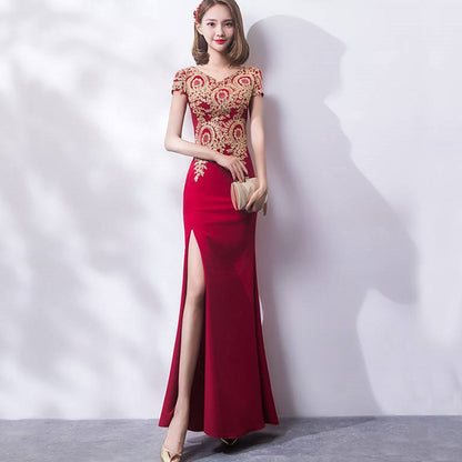 VAKKV Banquet Evening Dress  New Noble Atmosphere Queen Host Long Slim Temperament Party Dress for Women