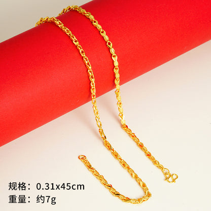 vakkv  Alluvial Gold Necklace Ornament Women's No Color Fading High-Grade Niche Clavicle Chain Yiwu Copper Accessories Imitation Gold Chain