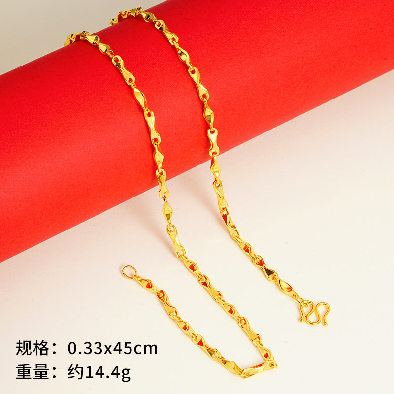 vakkv  Alluvial Gold Necklace Ornament Women's No Color Fading High-Grade Niche Clavicle Chain Yiwu Copper Accessories Imitation Gold Chain