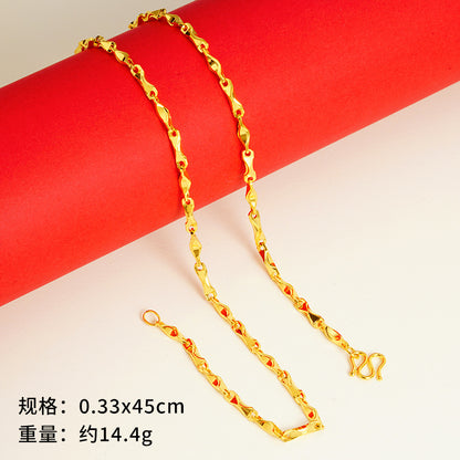 vakkv  Alluvial Gold Necklace Ornament Women's No Color Fading High-Grade Niche Clavicle Chain Yiwu Copper Accessories Imitation Gold Chain