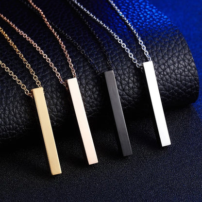 HOTan and NEWn Simple Cross-Border Supply Lettering Long Titanium Steel Necklace Trendy Women's Rectangular Geometric Stainless Steel Pendant Men