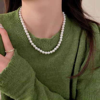 vakkv  Super Fairy Long Pearl Necklace Trendy Temperament Palace Style Special-Interest Design Clavicle Chain Exquisite Gentle Sweater Chain