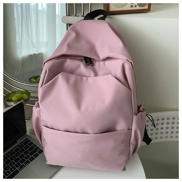 Mori Style Large Capacity Solid Color Backpack Men's Trendy Ins Korean Style All-Matching School Bag Female High School Student Campus Backpack