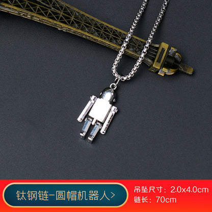 vakkv Fashion Brand Titanium Just Hip Hop Style Necklace Men and Women Ins Cold Talk Wind All-Match Sweater Chain Punk Pendant Long Accessories