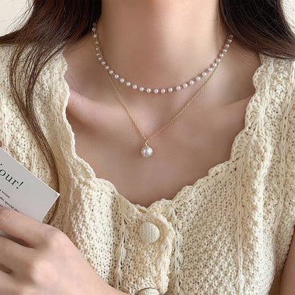 Ni Ni Same Style Pearl Necklace for Women Light Luxury Temperament High-Grade Clavicle Chain  New Popular Niche Necklace