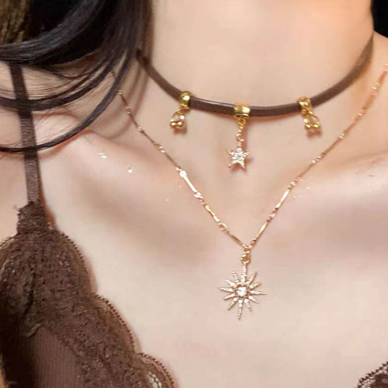 Sun XINGX Double-Layer Necklace Women's Simple Exquisite Niche Accessories Clavicle Chain Versatile Personality High-Grade Sense Ornament Fashion