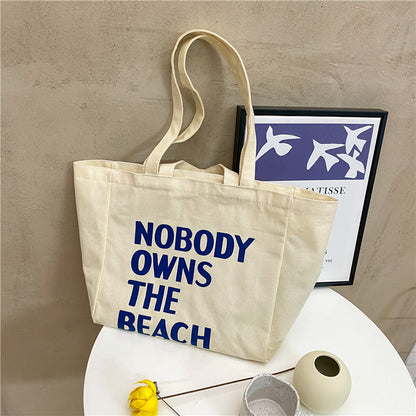 South Korea Idle Style Large Capacity Canvas Bag Women's Men's Shoulder Ins Canvas Bag Handbag All-Matching Harajuku Ulzzang