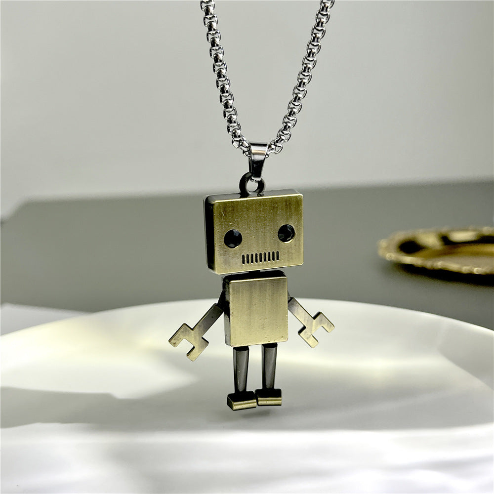 Cross-Border European Hip Hop Titanium Steel Necklace Men's Fashionable All-Match Pendant Retro Personal Accessories Women's Long Sweater Chain Pendant