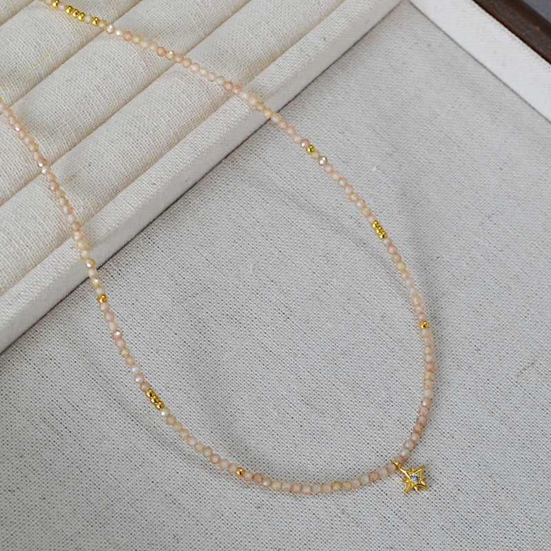 Japanese and Korean Special-Interest Design Fashion Simple Elegant Champagne Zircon Beads Shining XINGX Pendant Elegant Necklace Clavicle Chain