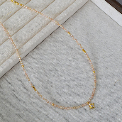 Japanese and Korean Special-Interest Design Fashion Simple Elegant Champagne Zircon Beads Shining XINGX Pendant Elegant Necklace Clavicle Chain