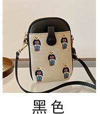 High Quality Bag Women's Bag  Spring New Fashion All-Match Bear Cell Phone Small Bag Shoulder Crossbody Small Square Bag Fashion