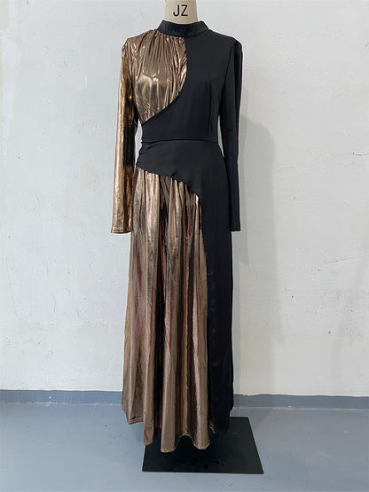 VAKKV Spring New Long Sleeve Slim Fit Belt Fashion Dress Women's Clothing Irregular Long Dress