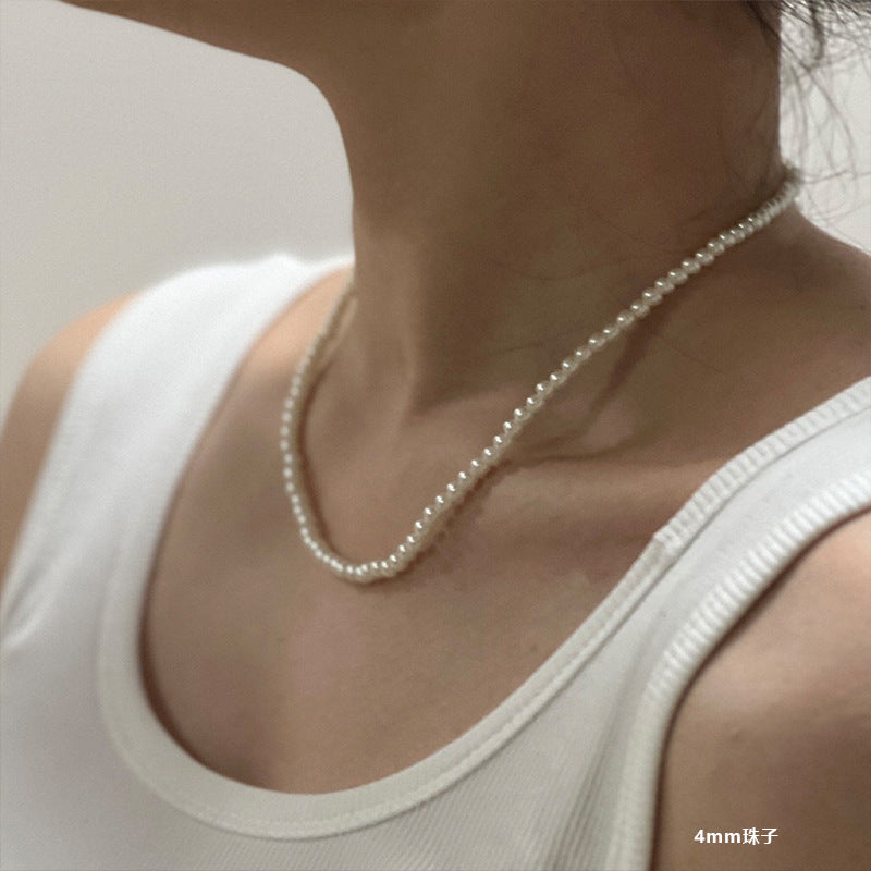 Ni Ni Same Style Pearl Necklace for Women Light Luxury Temperament High-Grade Clavicle Chain  New Popular Niche Necklace