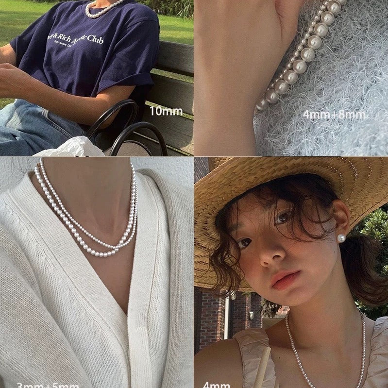 INS Blogger Procurement Service of Korean Products Fever Same Style High-Grade Female Summer Retro Shi Home Perfect Circle Pearl Shell Necklace Clavicle Chain