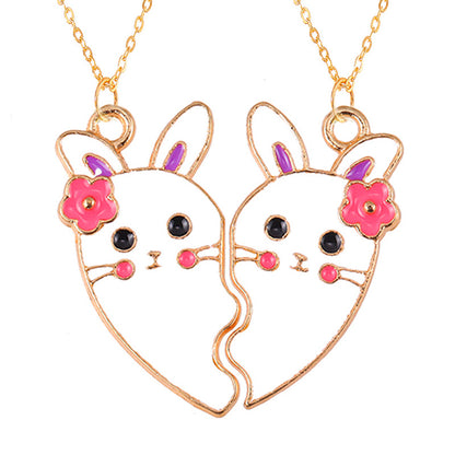 Cross-Border Hot Selling BFF Good Friend Necklace Magnet Suction Love Necklace Butterfly Rainbow Stitching 1 Set Besties Necklace