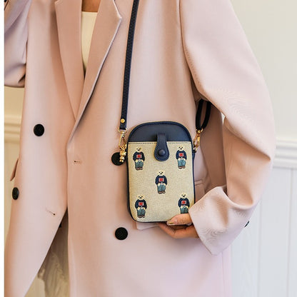 High Quality Bag Women's Bag  Spring New Fashion All-Match Bear Cell Phone Small Bag Shoulder Crossbody Small Square Bag Fashion