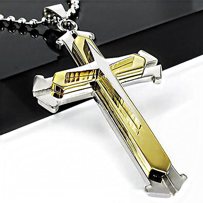 VAKKV Dark Knight Same Style Men's Diamond Cross Pendant Silver Gold Black Domineering Pendant Necklace Wholesale