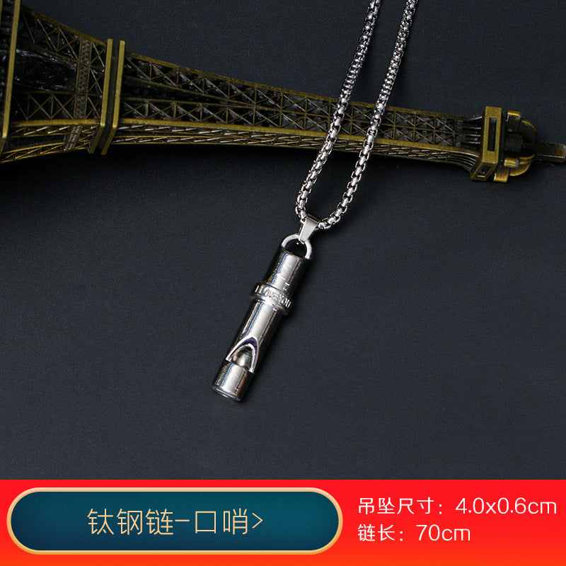 vakkv Fashion Brand Titanium Just Hip Hop Style Necklace Men and Women Ins Cold Talk Wind All-Match Sweater Chain Punk Pendant Long Accessories