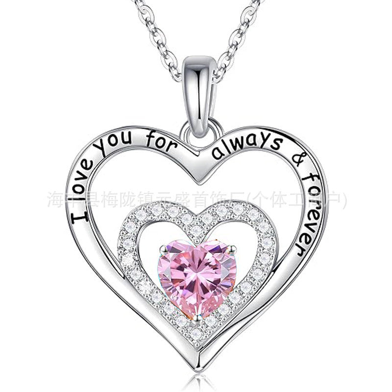 HOT and NEW Cross Border S925 Pure Heart of Eternity Pendant Heart Necklace for Women Birthday Anniversary Valentine's Day Gift