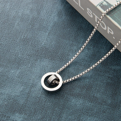 Cross-Border European Hip Hop Titanium Steel Necklace Men's Fashionable All-Match Pendant Retro Personal Accessories Women's Long Sweater Chain Pendant