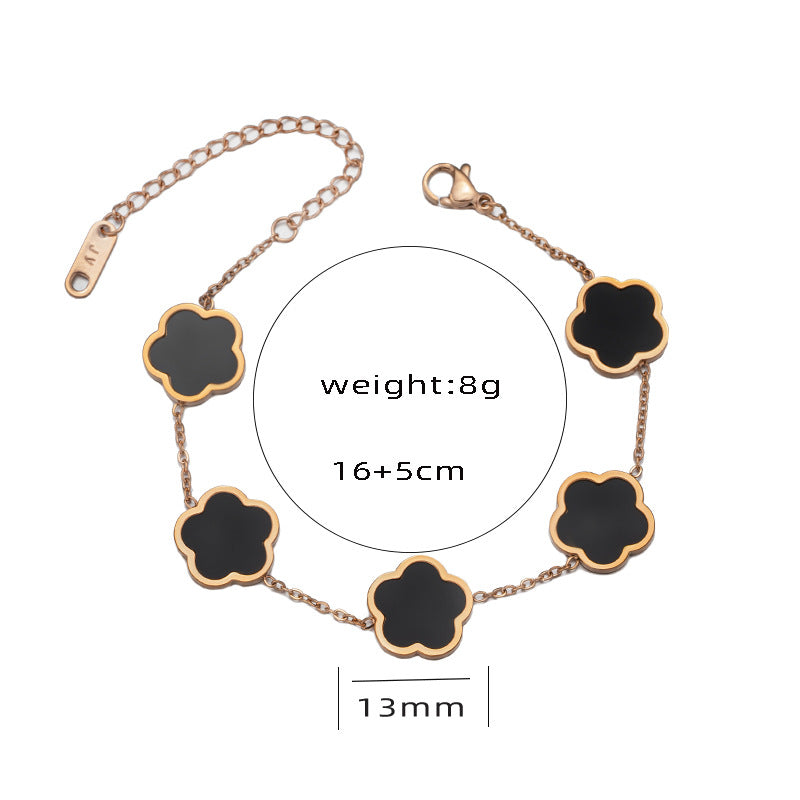 Parthenocissus Grass Flower Titanium Steel Necklace Female Niche Plum Pendant Clavicle Chain HOTan and NEWn Fashion Pork Belly Suit