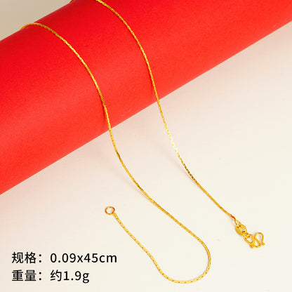 vakkv  Alluvial Gold Necklace Ornament Women's No Color Fading High-Grade Niche Clavicle Chain Yiwu Copper Accessories Imitation Gold Chain