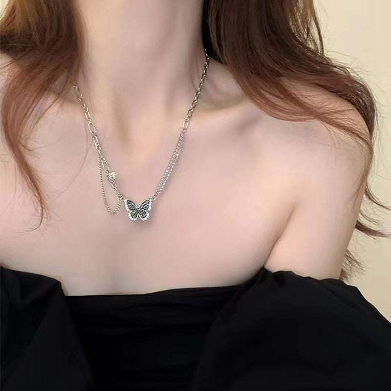 New Cold Style Butterfly Necklace Female Fashion Ins Style Personality All-Match Necklace Niche High-End Clavicle Chain Accessories