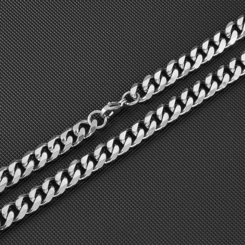 Cuban Link Chain Stainless Steel Six-Sided Grinding Chain Ornament Hip Hop Trend Ins Titanium Steel Cuban Necklace Men's and Women's Clavicle Chain