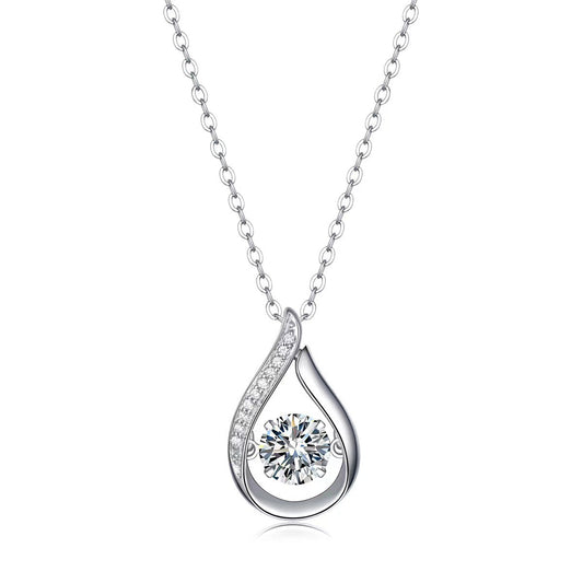 Live Hot Zircon Pendant Necklace 1 Karat Korean Style Smart Water Drop Diamond Necklace Factory Wholesale