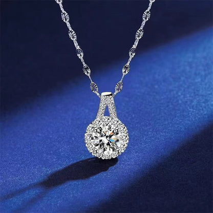 S925 Sterling Silver Light Luxury Moissanite Necklace Female TikTok SUNFLOWER Clavicle Chain Special-Interest Design