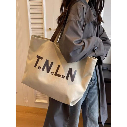 Large Capacity Canvas Bag Female  New Shoulder Bag Leisure Easy Matching Tote Bag College Students Class Commuter Bag