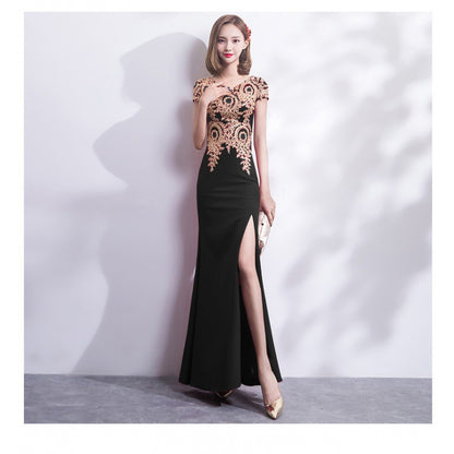 VAKKV Banquet Evening Dress  New Noble Atmosphere Queen Host Long Slim Temperament Party Dress for Women