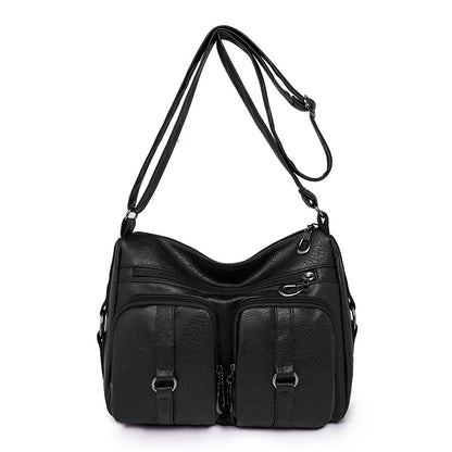 Middle-Aged Women's Bag  Cross-Border New Women's Chic Bag Soft Leather Large Capacity Shoulder Messenger Bag Multi-Layer Backpack Wholesale