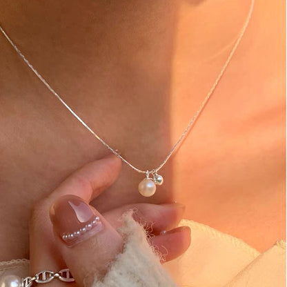 Ni Ni Same Style Pearl Necklace for Women Light Luxury Temperament High-Grade Clavicle Chain  New Popular Niche Necklace