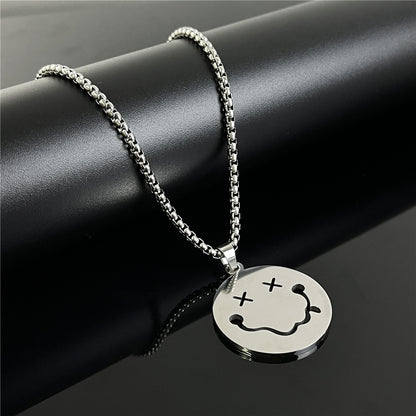 Cross-Border European Hip Hop Titanium Steel Necklace Men's Fashionable All-Match Pendant Retro Personal Accessories Women's Long Sweater Chain Pendant