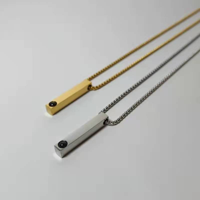 Cross Border Simple Titanium Steel Ornament Ins Cold Wind Clavicle Chain Long Column Projection Pendant Necklace Factory Direct Sales